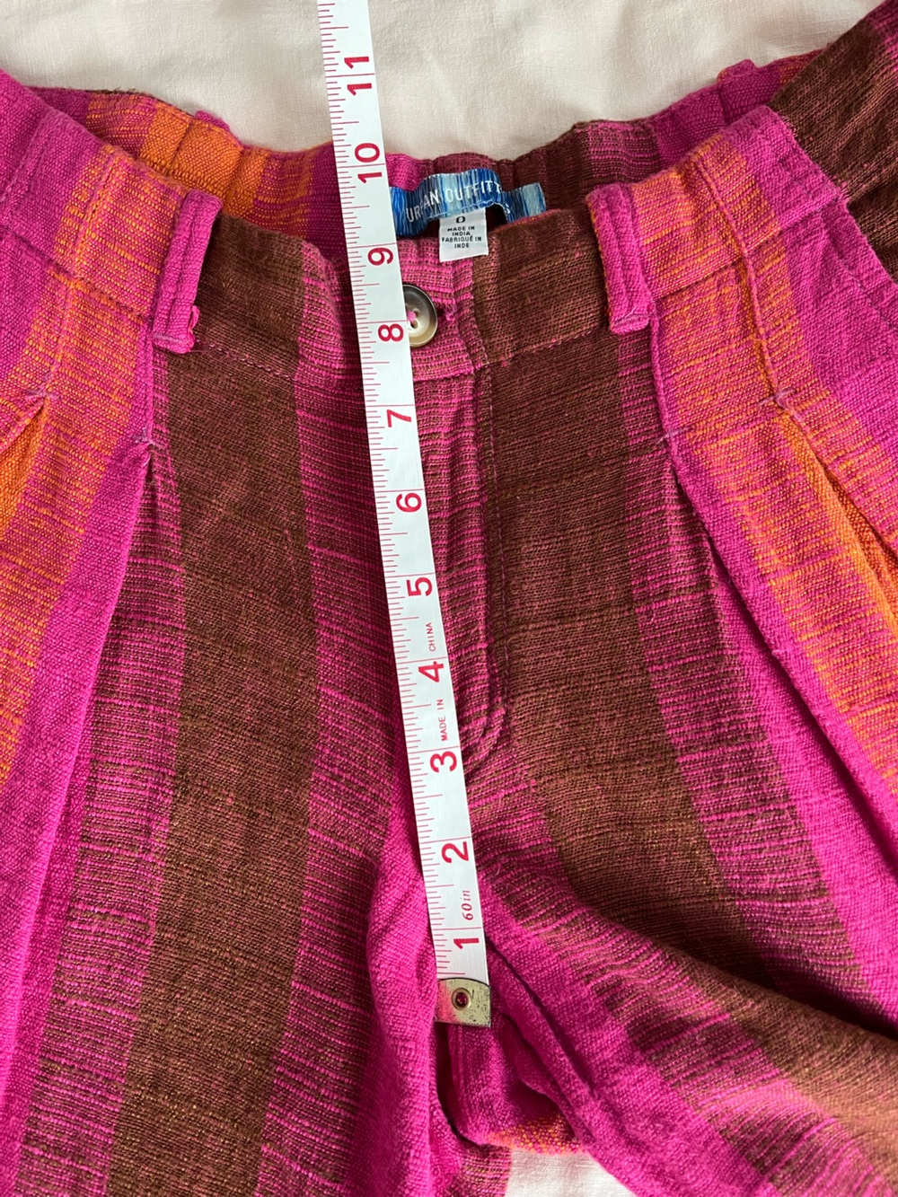 Urban Outfitters• Pink & Orange Low Rise Wide leg Martina Linen Trouser• Sz 0 - Picture 8 of 12